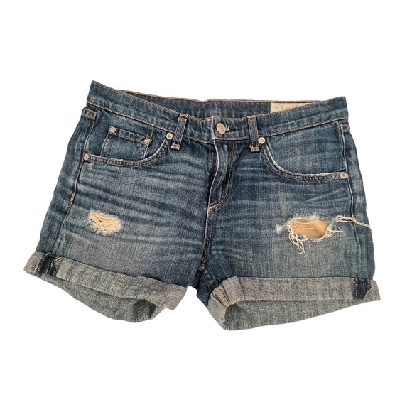 rag & bone Cuffed Hem Distressed Denim Jean Shorts Size 26 Women’s - Picture 1 of 6